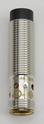AutomationDirect inductive proximity sensor, tubular, 12mm diameter x 45mm body, bronze-plated brass housing, NPN, N.O. output, 7mm sensing distance, non-flush, 700 Hz switching frequency, IP65 IP66 IP67 IP68 IP69K, 4-pin M12 quick-disconnect.-PNM6-AN-4H