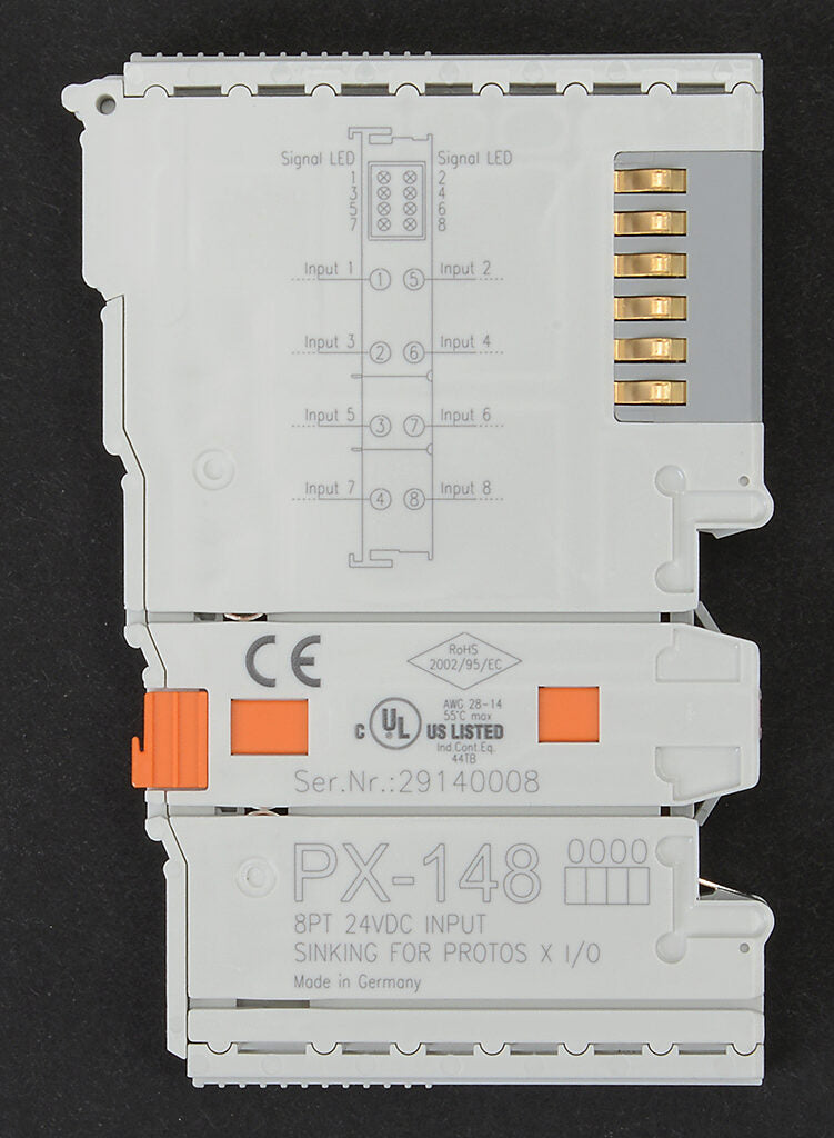 Protos X discrete input module, 8-point, 24 VDC, sinking.-PX-148