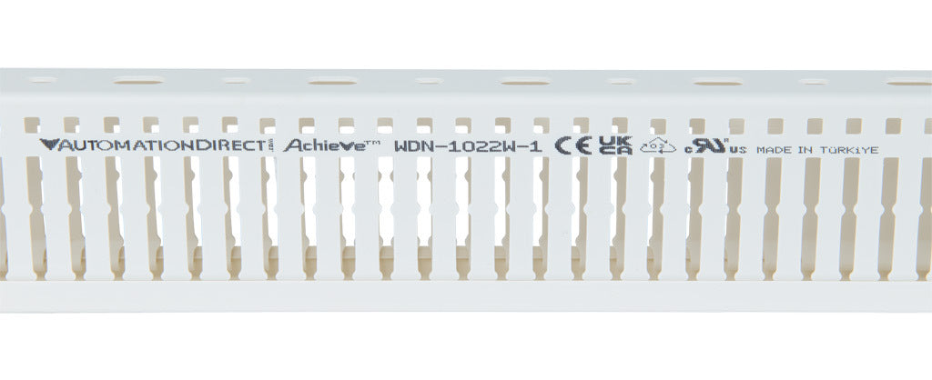 AchieVe WDN series open slot narrow finger wire duct, 1in width, 2.25in height, 6.5ft/2m length, white. Cover included.-WDN-1022W-1