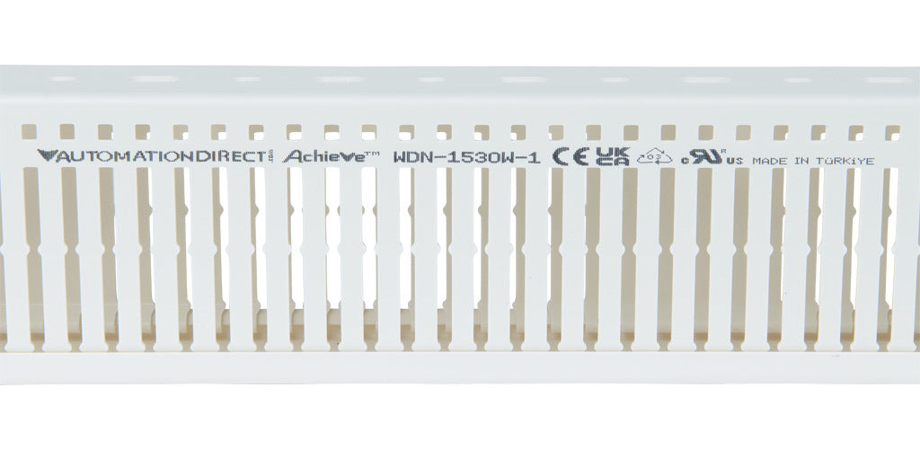 AchieVe WDN series open slot narrow finger wire duct, 1.5in width, 3in height, 6.5ft/2m length, white. Cover included.-WDN-1530W-1