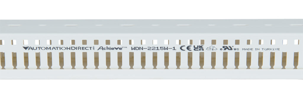 AchieVe WDN series open slot narrow finger wire duct, 2.25in width, 1.5in height, 6.5ft/2m length, white. Cover included.-WDN-2215W-1