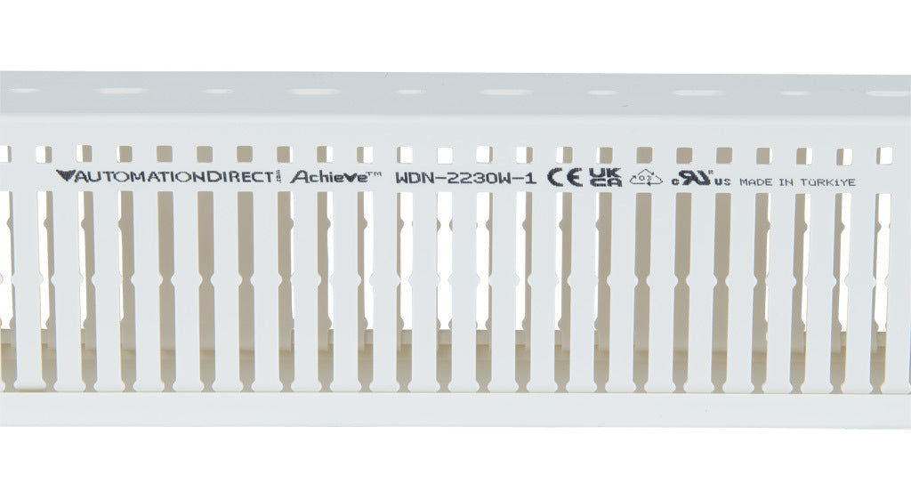 AchieVe WDN series open slot narrow finger wire duct, 2.25in width, 3in height, 6.5ft/2m length, white. Cover included.-WDN-2230W-1