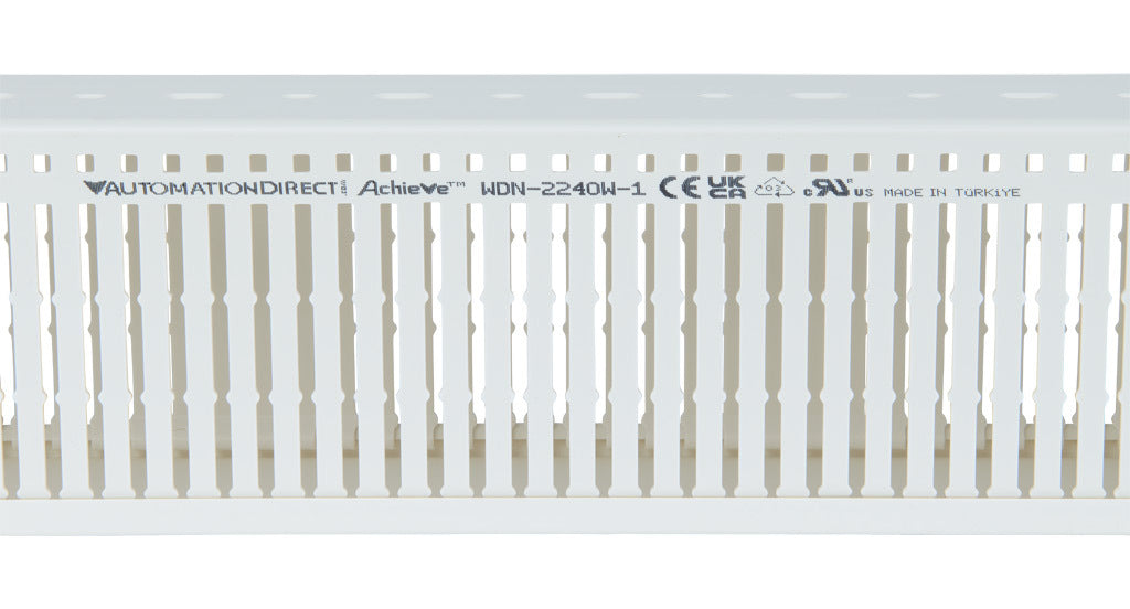 AchieVe WDN series open slot narrow finger wire duct, 2.25in width, 4in height, 6.5ft/2m length, white. Cover included.-WDN-2240W-1