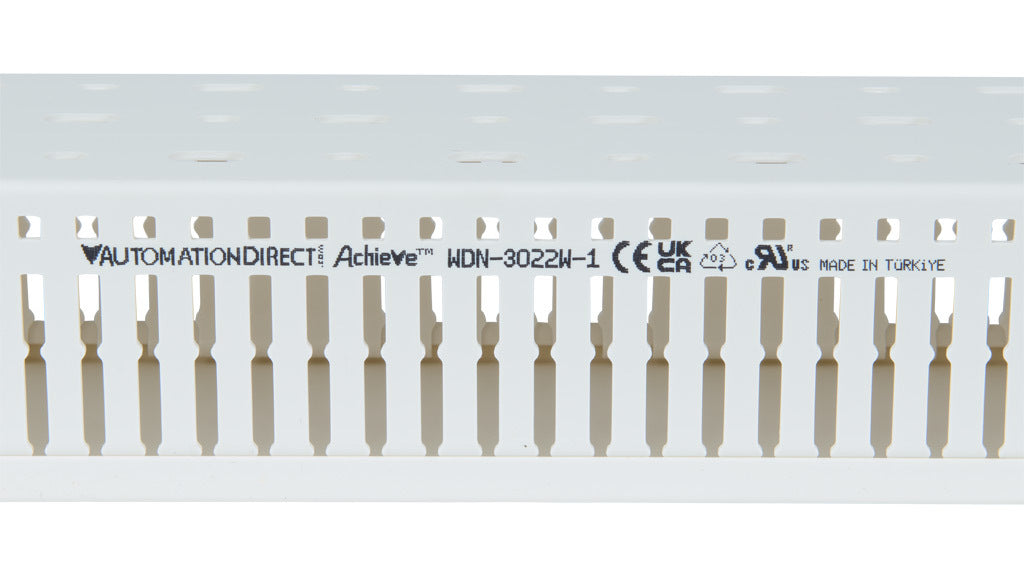 AchieVe WDN series open slot narrow finger wire duct, 3in width, 2.25in height, 6.5ft/2m length, white. Cover included.-WDN-3022W-1