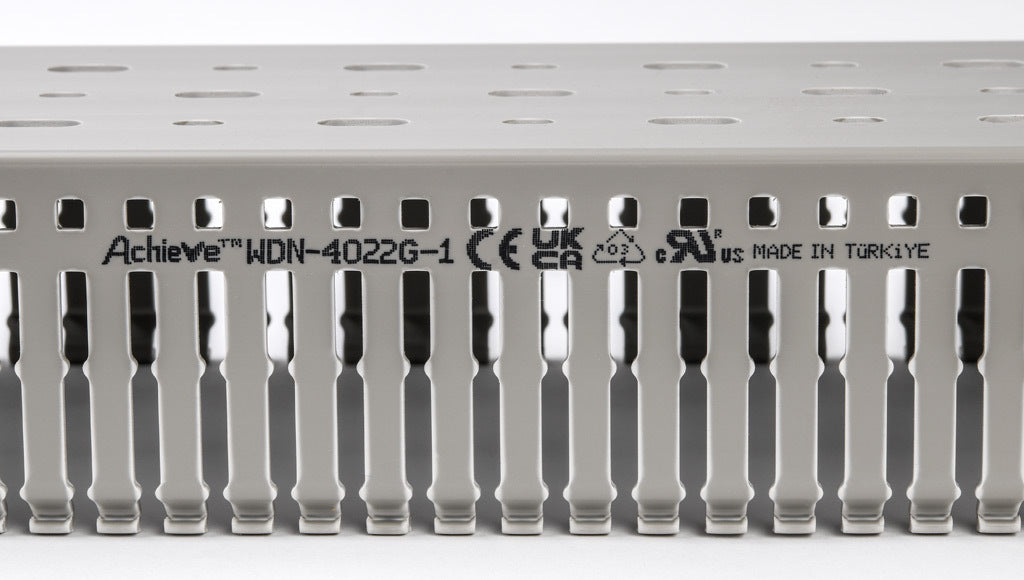 AchieVe WDN series open slot narrow finger wire duct, 4in width, 2.25in height, 6.5ft/2m length, gray. Cover included.-WDN-4022G-1