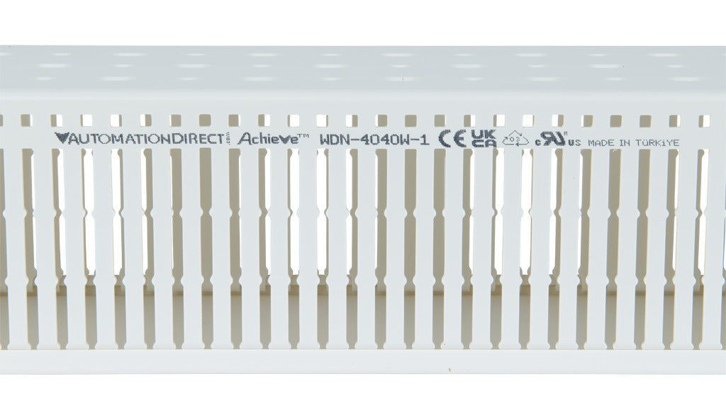 AchieVe WDN series open slot narrow finger wire duct, 4in width, 4in height, 6.5ft/2m length, white. Cover included.-WDN-4040W-1