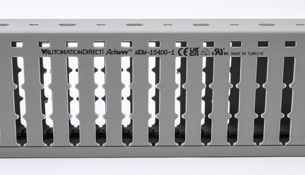 AchieVe WDW series open slot wide finger wire duct, 1.5in width, 4in height, 6.5ft/2m length, gray. Cover included.-WDW-1540G-1