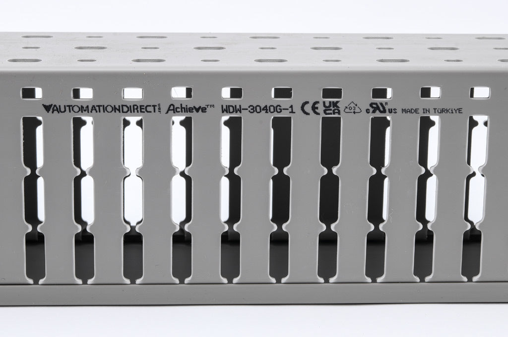 AchieVe WDW series open slot wide finger wire duct, 3in width, 4in height, 6.5ft/2m length, gray. Cover included.-WDW-3040G-1