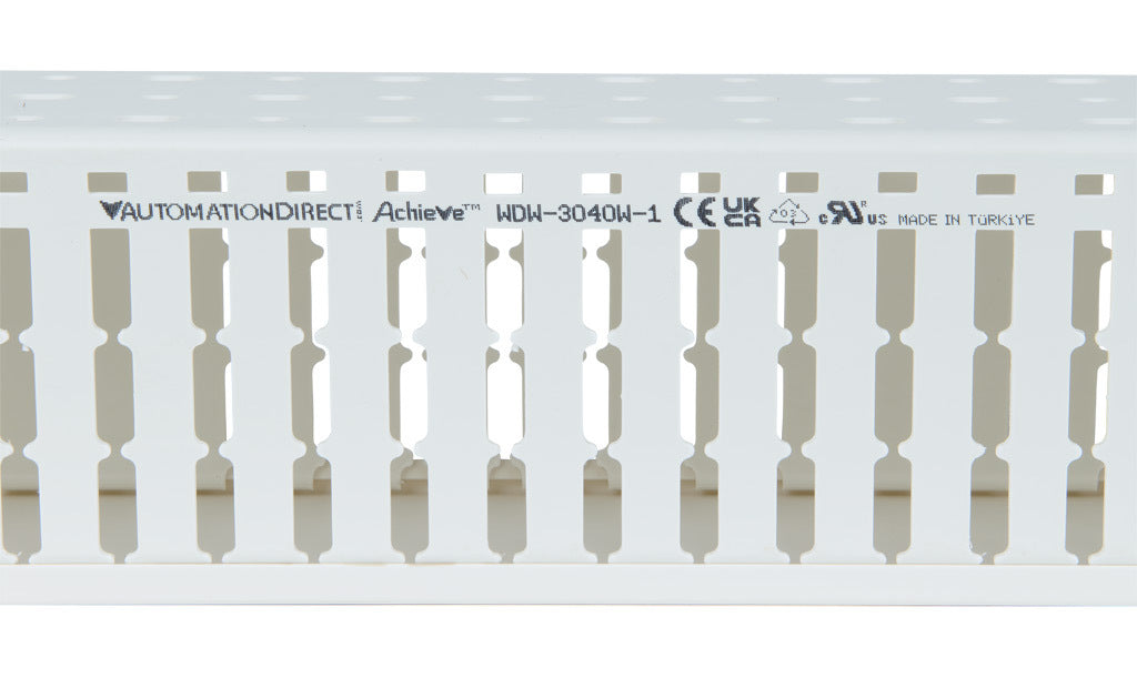 AchieVe WDW series open slot wide finger wire duct, 3in width, 4in height, 6.5ft/2m length, white. Cover included.-WDW-3040W-1