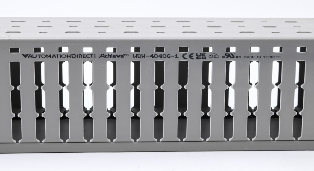 AchieVe WDW series open slot wide finger wire duct, 4in width, 4in height, 6.5ft/2m length, gray. Cover included.-WDW-4040G-1