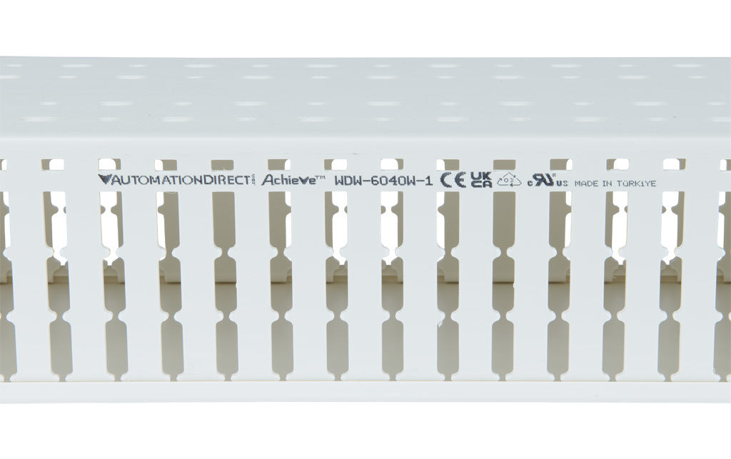 AchieVe WDW series open slot wide finger wire duct, 6in width, 4in height, 6.5ft/2m length, white. Cover included.-WDW-6040W-1