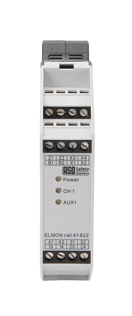 ASO Safety Solutions safety relay, safety mat/edges, 1-channel, 24 VAC/VDC or 120 VAC, (2) N.O. safety output(s), (1) N.O. monitoring output(s), fixed screw terminals.-1114-0210