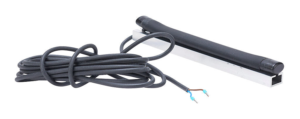 ASO Safety Solutions safety contact edge, 15 x 10mm, 6in length, pigtail, 8.2ft/2.5m cable length. Aluminum mounting rail included. Preassembled with 8.2k ohm resistor for 2-wire installation.-1501-1461
