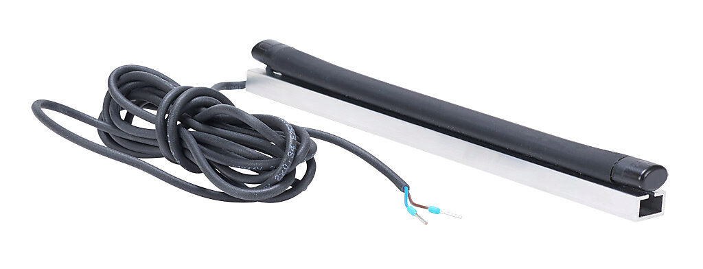 ASO Safety Solutions safety contact edge, 15 x 10mm, 8in length, pigtail, 8.2ft/2.5m cable length. Aluminum mounting rail included. Preassembled with 8.2k ohm resistor for 2-wire installation.-1501-1462