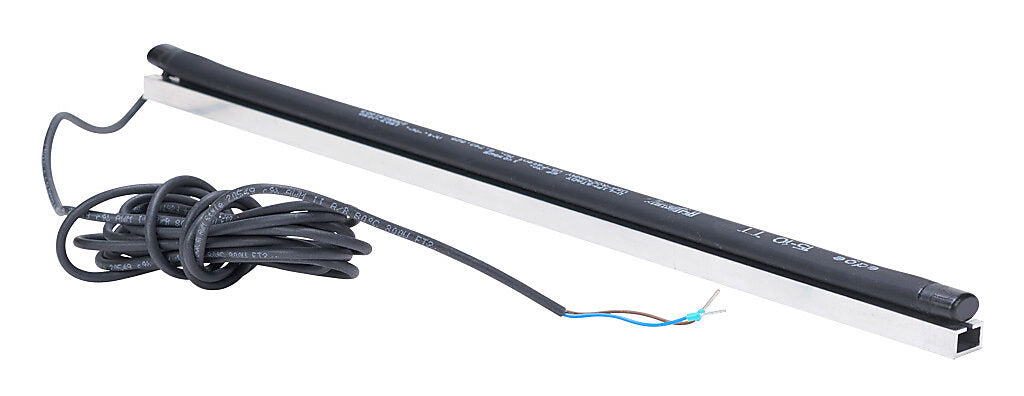 ASO Safety Solutions safety contact edge, 15 x 10mm, 1.2ft length, pigtail, 8.2ft/2.5m cable length. Aluminum mounting rail included. Preassembled with 8.2k ohm resistor for 2-wire installation.-1501-1464