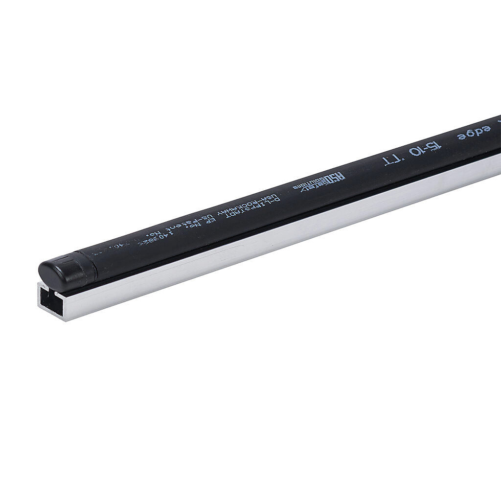 ASO Safety Solutions safety contact edge, 15 x 10mm, 2ft length, pigtail, 8.2ft/2.5m cable length. Aluminum mounting rail included. Preassembled with 8.2k ohm resistor for 2-wire installation.-1501-1467