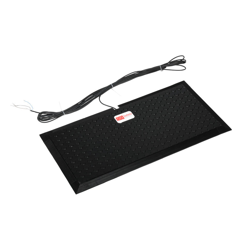 ASO Safety Solutions safety contact mat, 12 x 24in, integrated taper edge, 24 VAC/VDC operating voltage, polyurethane contact surface, black, IP65, 19.6ft/6m cable length, pigtail.-1602-4096