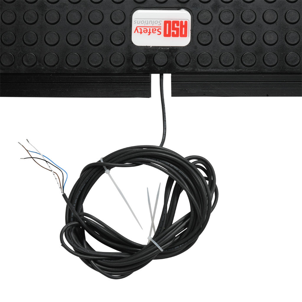ASO Safety Solutions safety contact mat, 12 x 24in, integrated taper edge, 24 VAC/VDC operating voltage, polyurethane contact surface, black, IP65, 19.6ft/6m cable length, pigtail.-1602-4096
