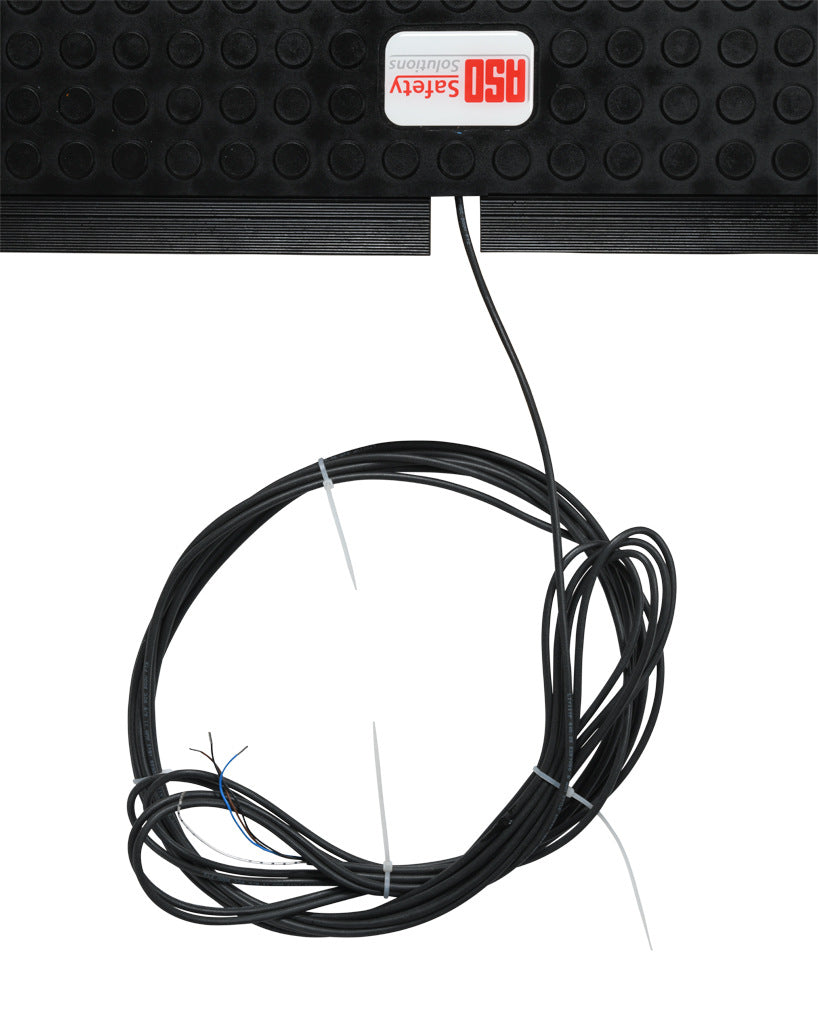 ASO Safety Solutions safety contact mat, 12 x 36in, integrated taper edge, 24 VAC/VDC operating voltage, polyurethane contact surface, black, IP65, 19.6ft/6m cable length, pigtail.-1602-4097