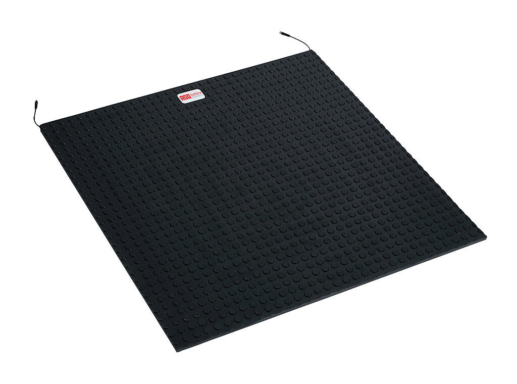 ASO Safety Solutions safety contact mat, 36 x 36in, straight edge, 24 VAC/VDC operating voltage, polyurethane contact surface, black, IP65, 4.7in/120mm cable length, (1) 3-pin male M8 connector and (1) 3-pin female M8 connector.-1602-4103