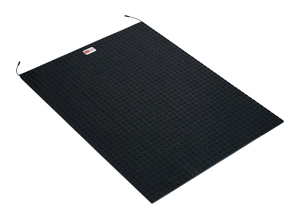 ASO Safety Solutions safety contact mat, 36 x 48in, straight edge, 24 VAC/VDC operating voltage, polyurethane contact surface, black, IP65, 4.7in/120mm cable length, (1) 3-pin male M8 connector and (1) 3-pin female M8 connector.-1602-4104