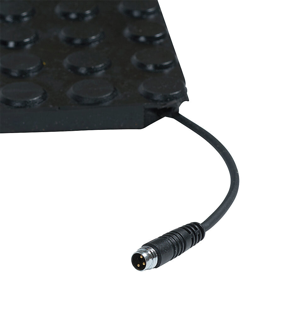 ASO Safety Solutions safety contact mat, 36 x 48in, straight edge, 24 VAC/VDC operating voltage, polyurethane contact surface, black, IP65, 4.7in/120mm cable length, (1) 3-pin male M8 connector and (1) 3-pin female M8 connector.-1602-4104