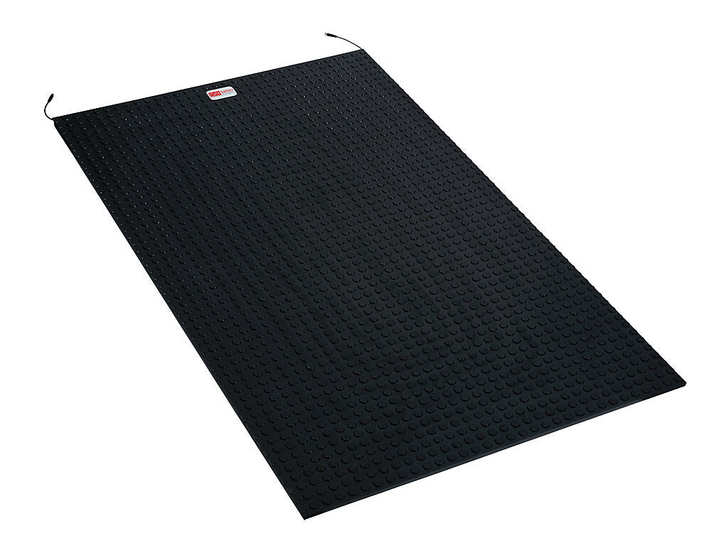 ASO Safety Solutions safety contact mat, 36 x 60in, straight edge, 24 VAC/VDC operating voltage, polyurethane contact surface, black, IP65, 4.7in/120mm cable length, (1) 3-pin male M8 connector and (1) 3-pin female M8 connector.-1602-4105