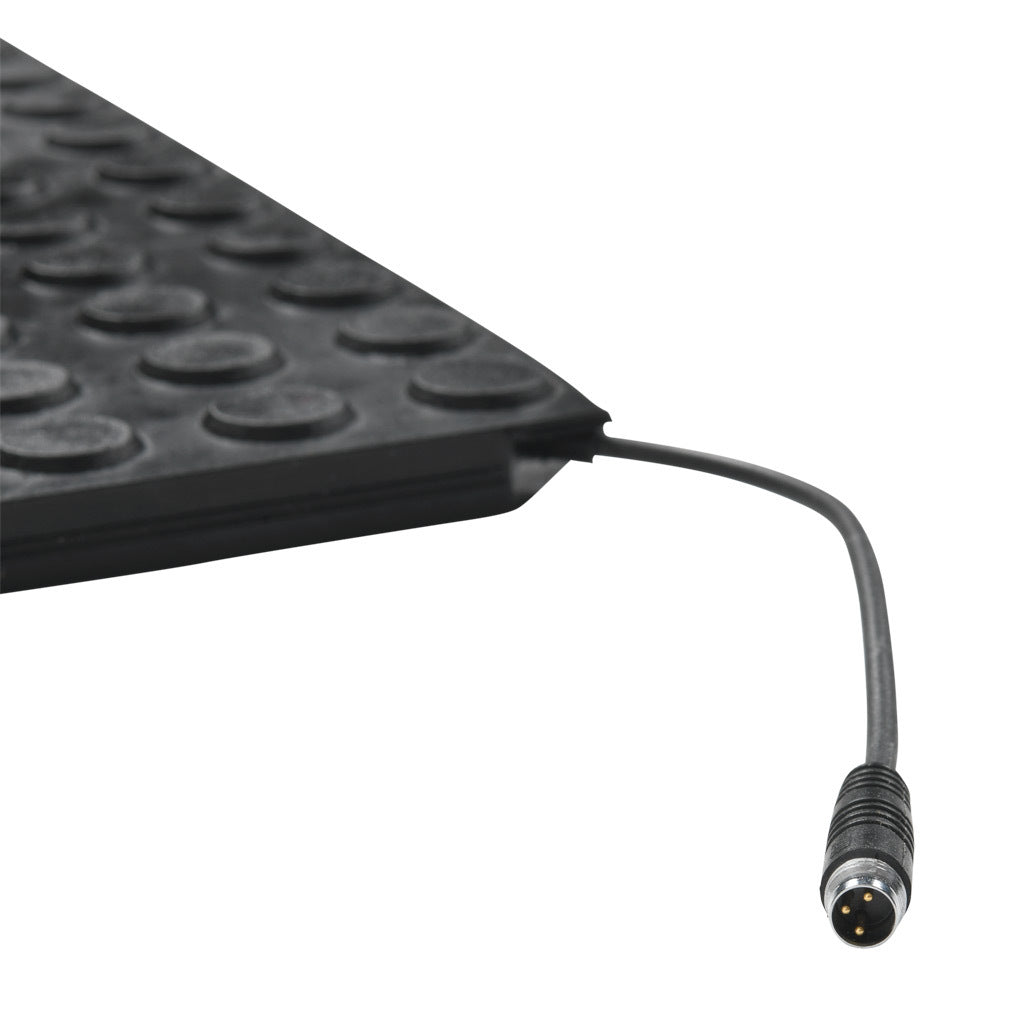 ASO Safety Solutions safety contact mat, 12 x 36in, straight edge, 24 VAC/VDC operating voltage, polyurethane contact surface, black, IP65, 4.7in/120mm cable length, (1) 3-pin male M8 connector and (1) 3-pin female M8 connector.-1602-4108