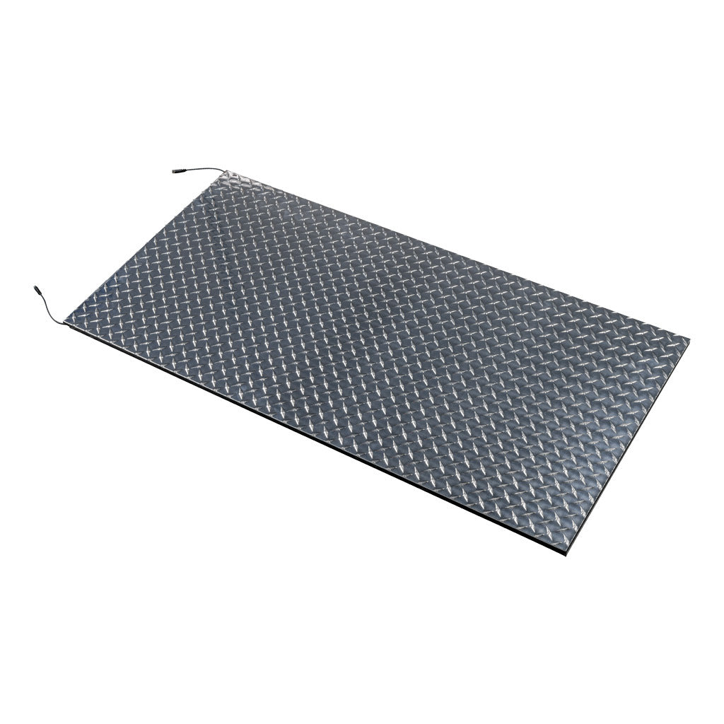 ASO Safety Solutions safety contact mat, 24 x 48in, straight edge, 24 VAC/VDC operating voltage, aluminum contact surface, IP65, 4.7in/120mm cable length, (1) 3-pin male M8 connector and (1) 3-pin female M8 connector.-1602-4550