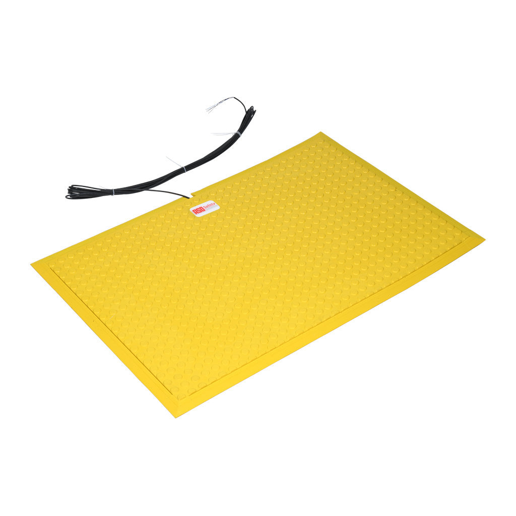 ASO Safety Solutions safety contact mat, 24 x 36in, integrated taper edge, 24 VAC/VDC operating voltage, polyurethane contact surface, yellow, IP65, 19.6ft/6m cable length, pigtail.-1602-5380