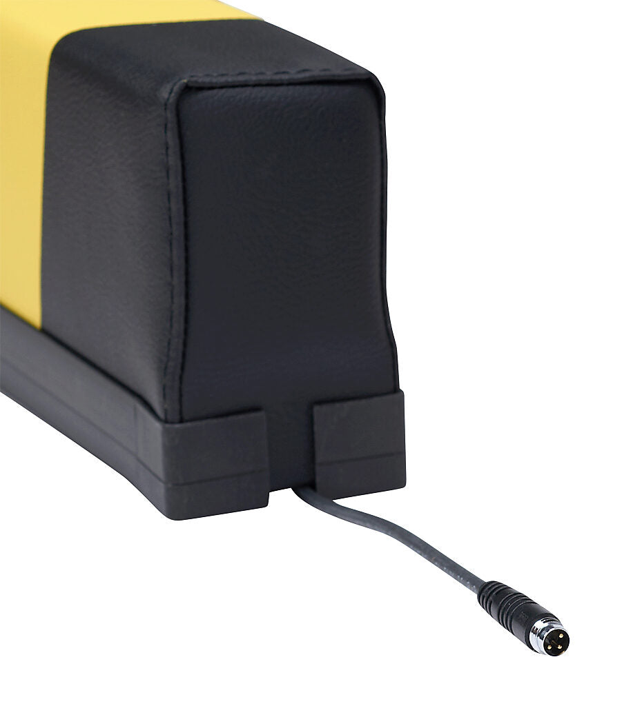 ASO Safety Solutions safety contact bumper, 60 x 100mm, 1ft length, yellow and black, (1) 3-pin male M8 connector and (1) 3-pin female M8 connector, 4.7in/120mm cable length. Aluminum mounting rail included.-1701-3690