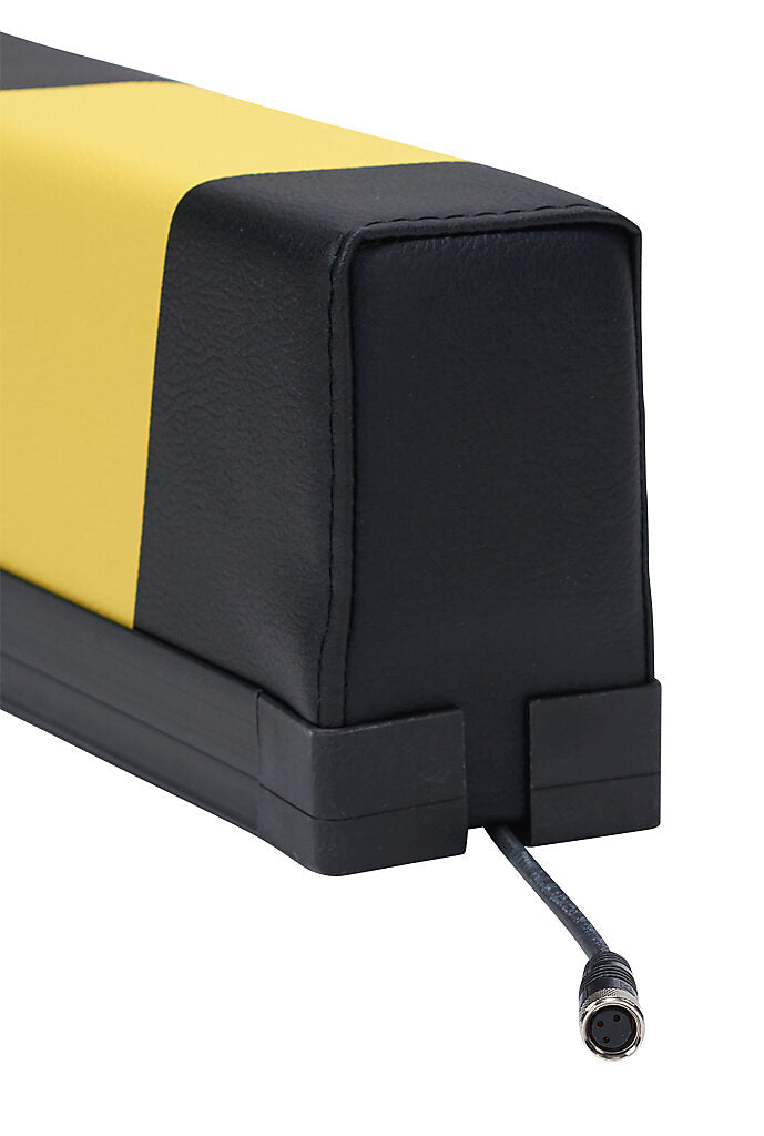 ASO Safety Solutions safety contact bumper, 60 x 100mm, 1.5ft length, yellow and black, (1) 3-pin male M8 connector and (1) 3-pin female M8 connector, 4.7in/120mm cable length. Aluminum mounting rail included.-1701-3700