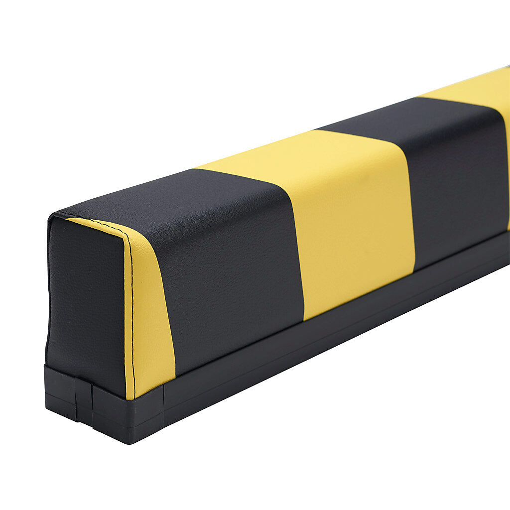 ASO Safety Solutions safety contact bumper, 60 x 100mm, 2ft length, yellow and black, (1) 3-pin male M8 connector and (1) 3-pin female M8 connector, 4.7in/120mm cable length. Aluminum mounting rail included.-1701-3710