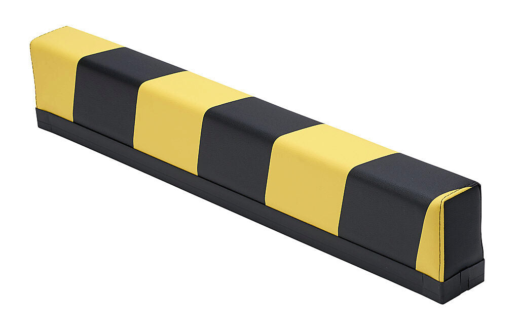 ASO Safety Solutions safety contact bumper, 60 x 100mm, 2ft length, yellow and black, (1) 3-pin male M8 connector and (1) 3-pin female M8 connector, 4.7in/120mm cable length. Aluminum mounting rail included.-1701-3710