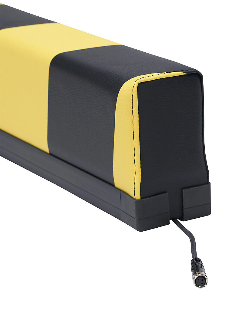 ASO Safety Solutions safety contact bumper, 60 x 100mm, 2ft length, yellow and black, (1) 3-pin male M8 connector and (1) 3-pin female M8 connector, 4.7in/120mm cable length. Aluminum mounting rail included.-1701-3710