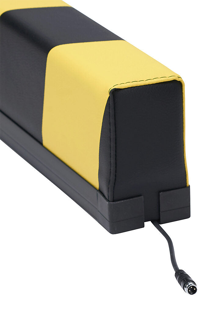 ASO Safety Solutions safety contact bumper, 60 x 100mm, 2ft length, yellow and black, (1) 3-pin male M8 connector and (1) 3-pin female M8 connector, 4.7in/120mm cable length. Aluminum mounting rail included.-1701-3710