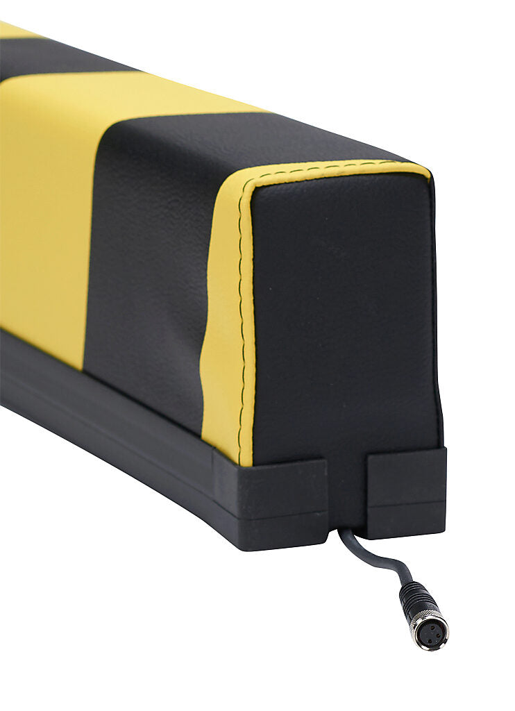 ASO Safety Solutions safety contact bumper, 60 x 100mm, 2.5ft length, yellow and black, (1) 3-pin male M8 connector and (1) 3-pin female M8 connector, 4.7in/120mm cable length. Aluminum mounting rail included.-1701-3720