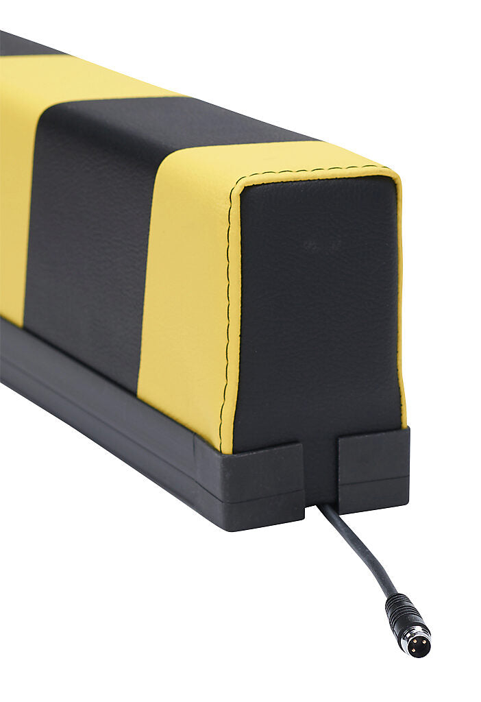 ASO Safety Solutions safety contact bumper, 60 x 100mm, 2.5ft length, yellow and black, (1) 3-pin male M8 connector and (1) 3-pin female M8 connector, 4.7in/120mm cable length. Aluminum mounting rail included.-1701-3720