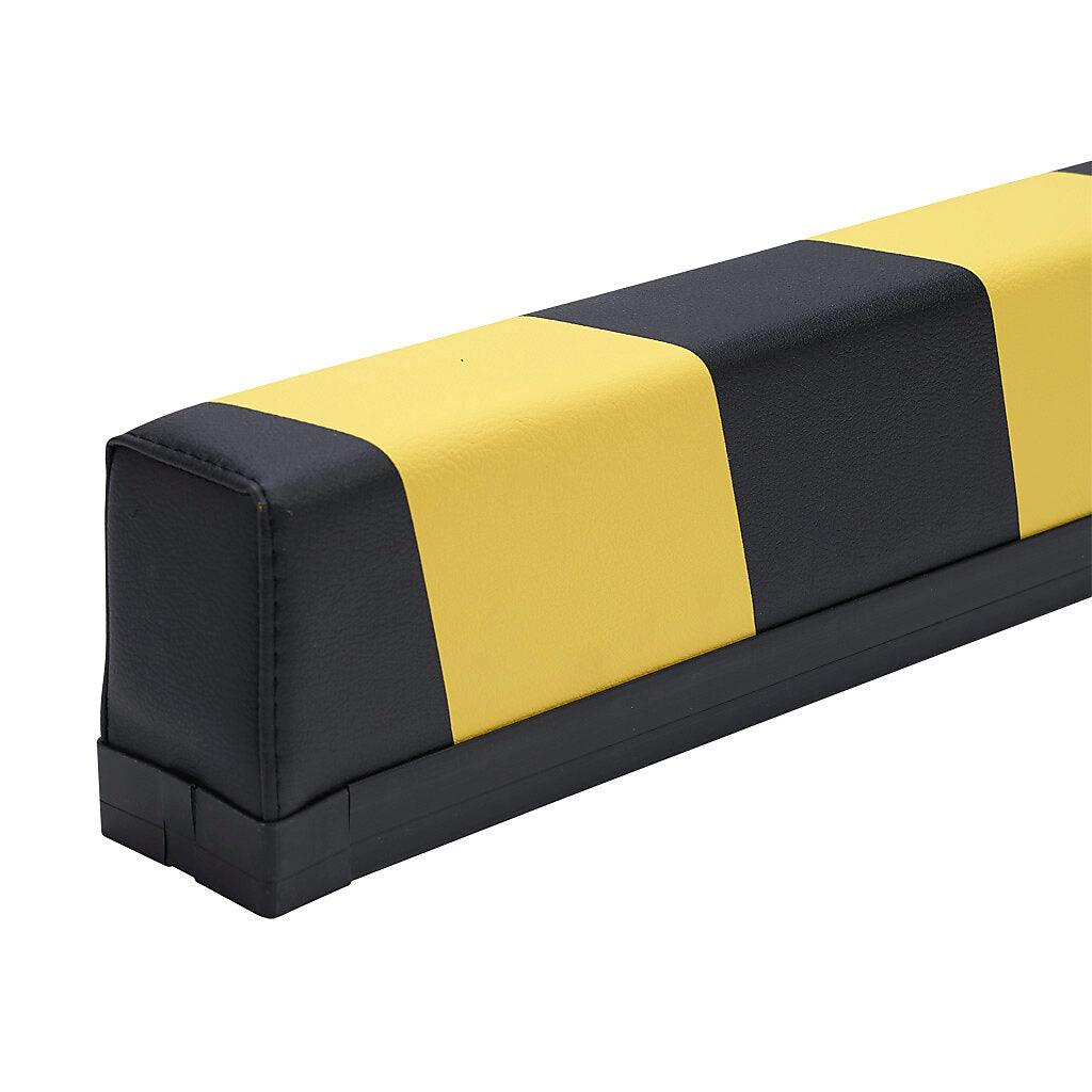 ASO Safety Solutions safety contact bumper, 60 x 100mm, 3ft length, yellow and black, (1) 3-pin male M8 connector and (1) 3-pin female M8 connector, 4.7in/120mm cable length. Aluminum mounting rail included.-1701-3730