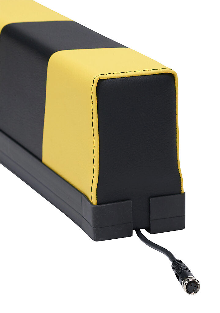 ASO Safety Solutions safety contact bumper, 60 x 100mm, 3ft length, yellow and black, (1) 3-pin male M8 connector and (1) 3-pin female M8 connector, 4.7in/120mm cable length. Aluminum mounting rail included.-1701-3730