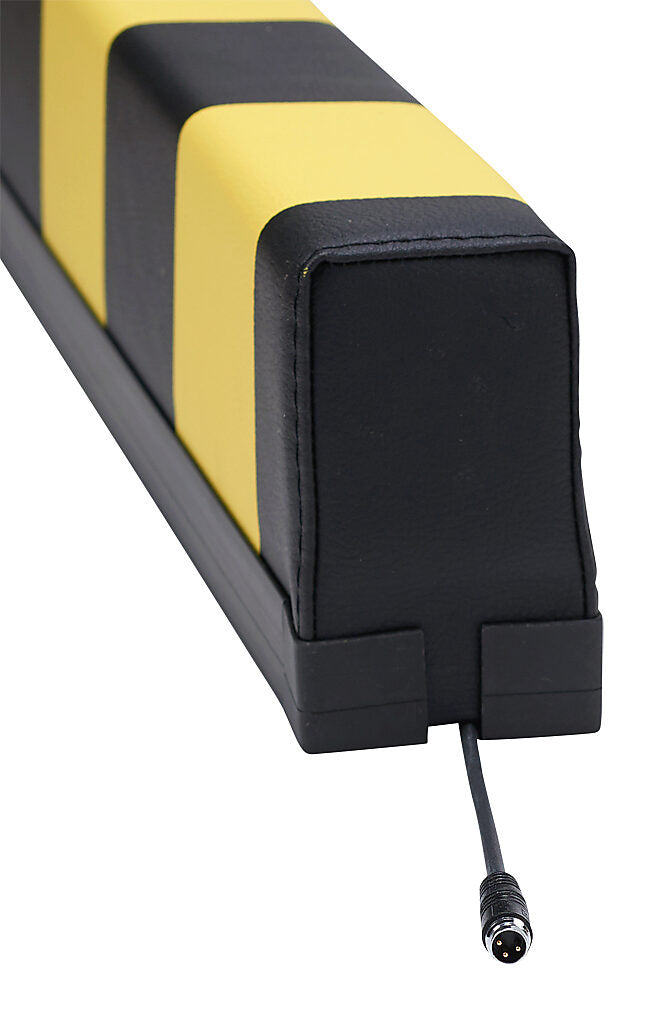 ASO Safety Solutions safety contact bumper, 60 x 100mm, 3ft length, yellow and black, (1) 3-pin male M8 connector and (1) 3-pin female M8 connector, 4.7in/120mm cable length. Aluminum mounting rail included.-1701-3730