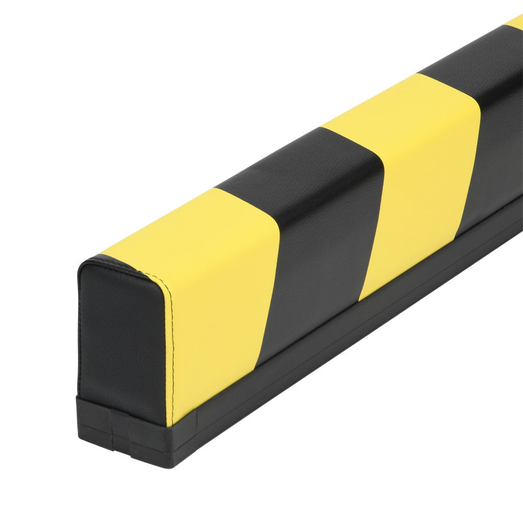 ASO Safety Solutions safety contact bumper, 60 x 100mm, 4ft length, yellow and black, (1) 3-pin male M8 connector and (1) 3-pin female M8 connector, 4.7in/120mm cable length. Aluminum mounting rail included.-1701-4750