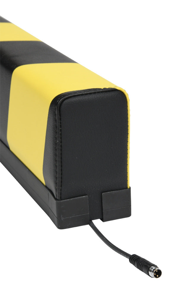 ASO Safety Solutions safety contact bumper, 60 x 100mm, 4ft length, yellow and black, (1) 3-pin male M8 connector and (1) 3-pin female M8 connector, 4.7in/120mm cable length. Aluminum mounting rail included.-1701-4750