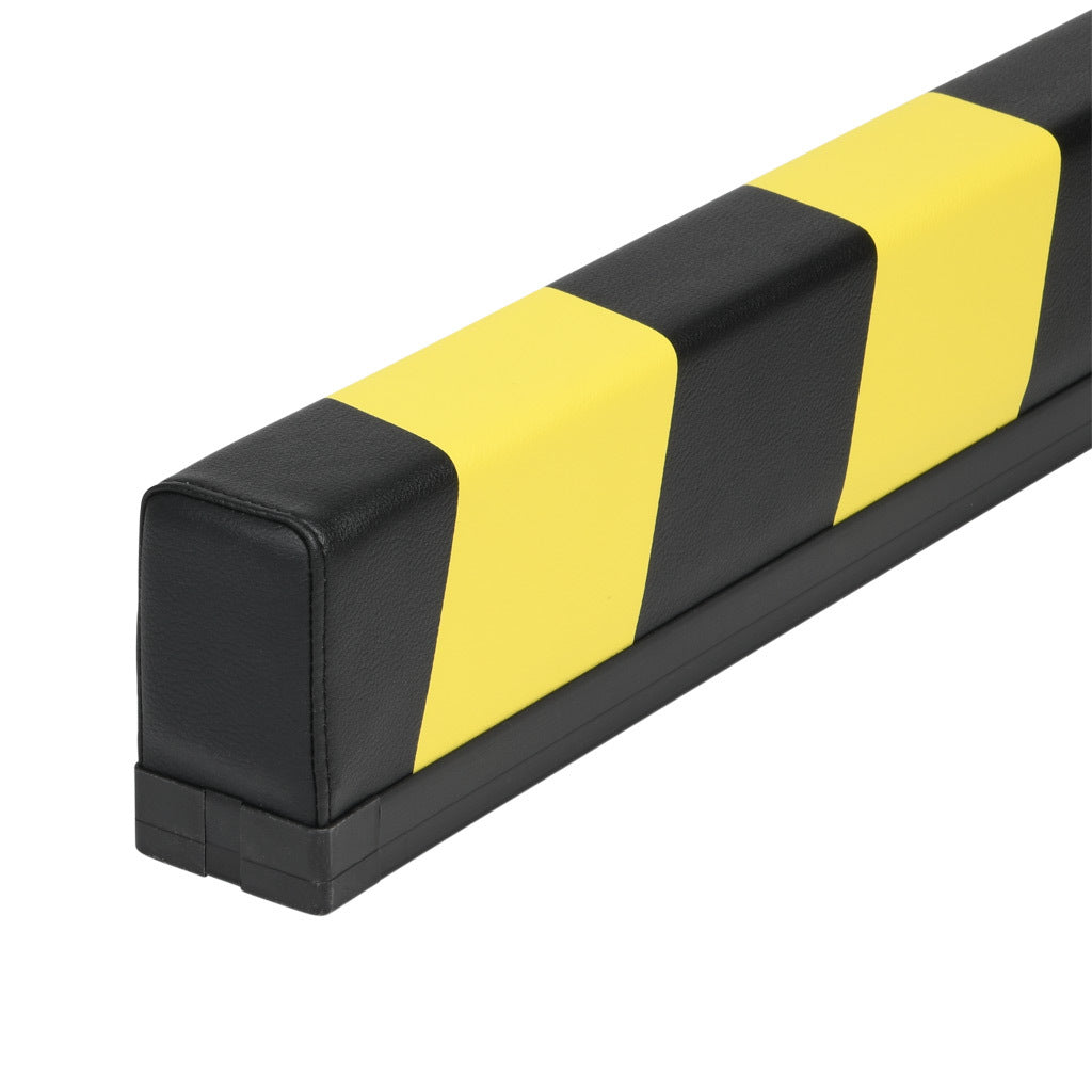 ASO Safety Solutions safety contact bumper, 60 x 100mm, 5ft length, yellow and black, (1) 3-pin male M8 connector and (1) 3-pin female M8 connector, 4.7in/120mm cable length. Aluminum mounting rail included.-1701-4760