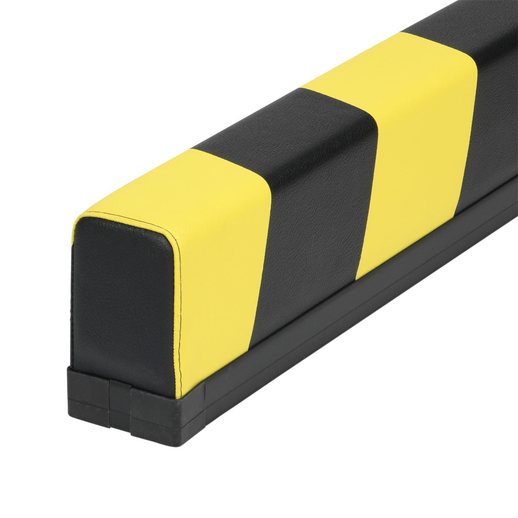 ASO Safety Solutions safety contact bumper, 60 x 100mm, 6ft length, yellow and black, (1) 3-pin male M8 connector and (1) 3-pin female M8 connector, 4.7in/120mm cable length. Aluminum mounting rail included.-1701-4770