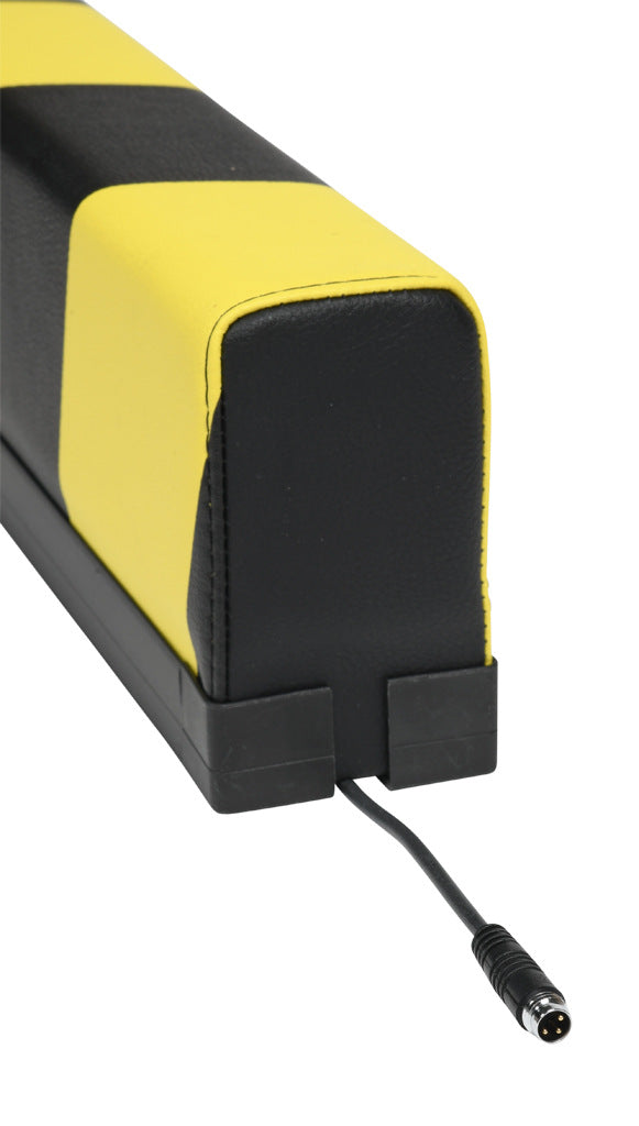 ASO Safety Solutions safety contact bumper, 60 x 100mm, 6ft length, yellow and black, (1) 3-pin male M8 connector and (1) 3-pin female M8 connector, 4.7in/120mm cable length. Aluminum mounting rail included.-1701-4770