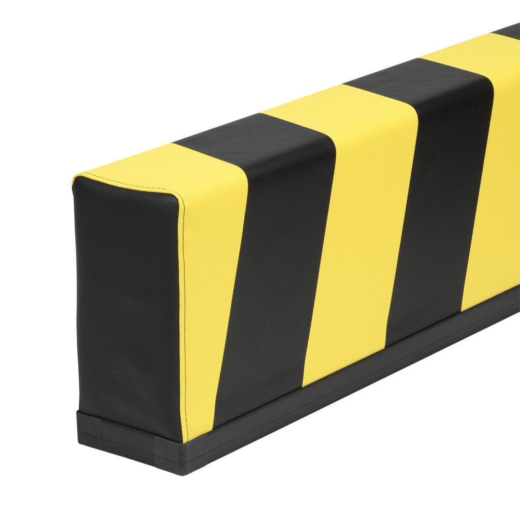 ASO Safety Solutions safety contact bumper, 100 x 200mm, 5ft length, yellow and black, (1) 3-pin male M8 connector and (1) 3-pin female M8 connector, 4.7in/120mm cable length. Aluminum mounting rail included.-1701-4820