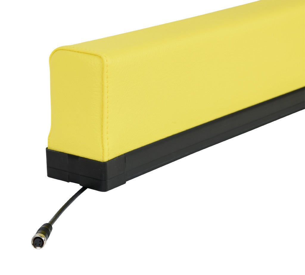 ASO Safety Solutions safety contact bumper, 60 x 100mm, 4ft length, yellow, (1) 3-pin male M8 connector and (1) 3-pin female M8 connector, 4.7in/120mm cable length. Aluminum mounting rail included.-1701-6310
