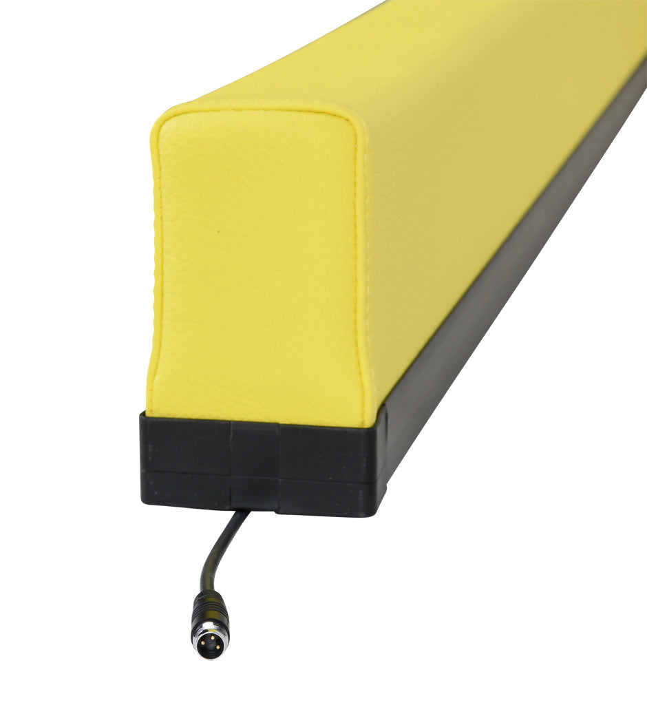 ASO Safety Solutions safety contact bumper, 60 x 100mm, 5ft length, yellow, (1) 3-pin male M8 connector and (1) 3-pin female M8 connector, 4.7in/120mm cable length. Aluminum mounting rail included.-1701-6320