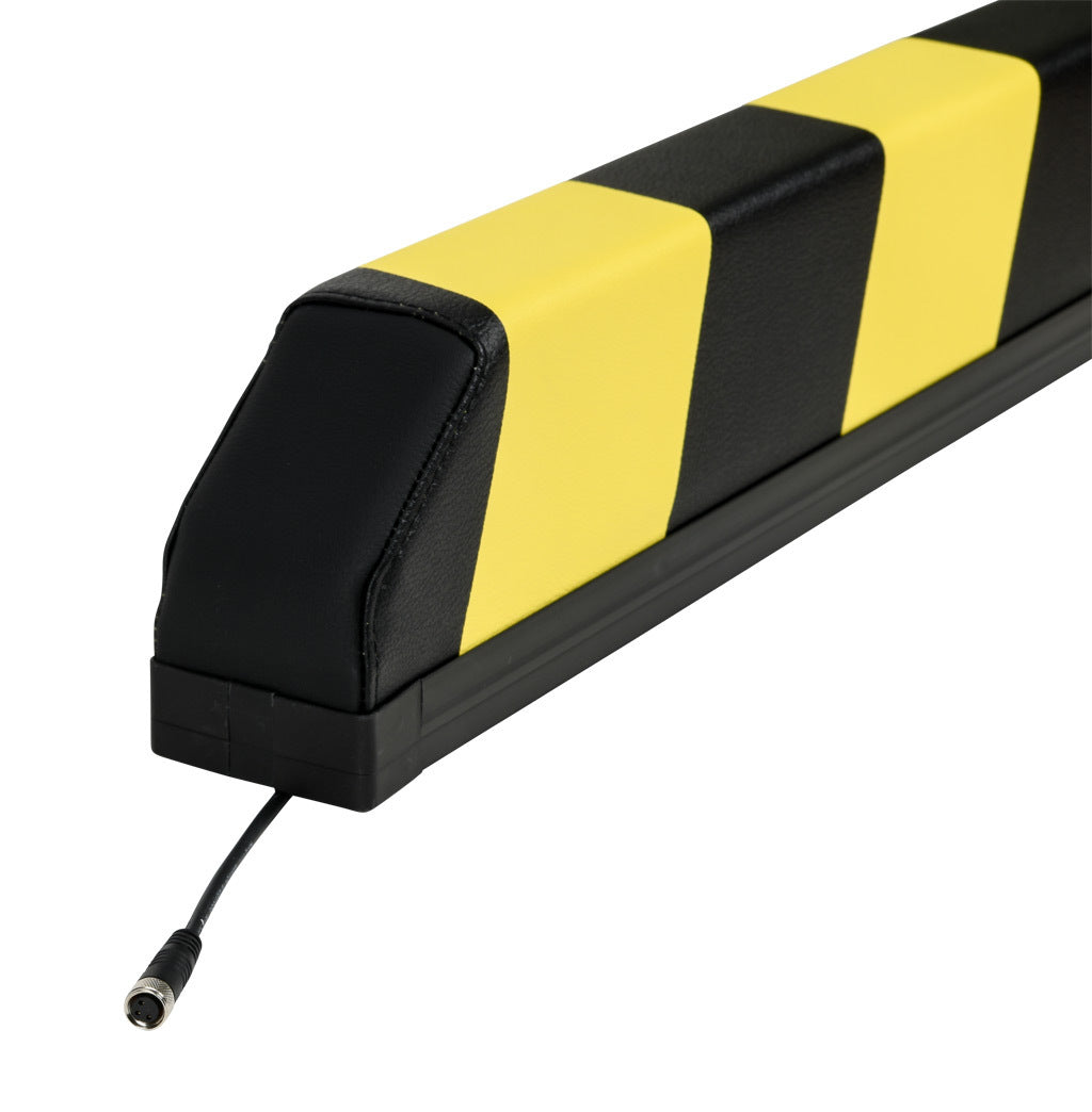 ASO Safety Solutions tapered safety contact bumper, 60 x 100mm, 5ft length, yellow and black, (1) 3-pin male M8 connector and (1) 3-pin female M8 connector, 4.7in/120mm cable length. Aluminum mounting rail included.-1701-6360